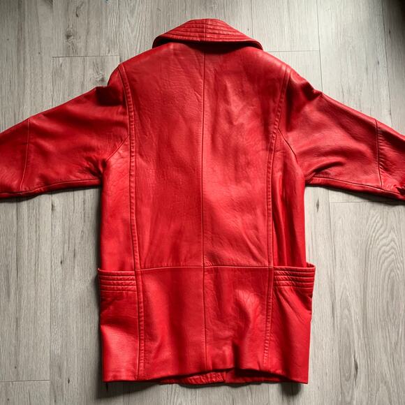 Vintage Red Leather Jacket Size S - Picture 2 of 6